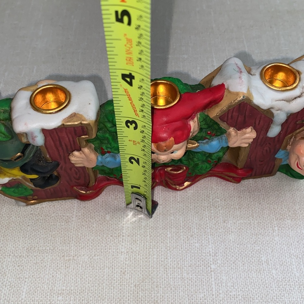 Robel Hall JOY Pixie Elf Trio Christmas Candle Holder Hand Painted 7" Vintage - Picture 3 of 11